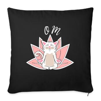 Yoga Chat Méditation Chat Blanc Chat Cadeau - Housse de coussin décorative 45 x 45 cm - noir - Devant