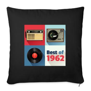 Best of 1962 Vinyl Radio Oldschool Turntable - Sofa pillowcase 17,3'' x 17,3'' (45 x 45 cm) - black - Front