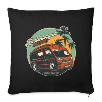 Kastenwagen Abenteuer - Sofakissenbezug 45 x 45 cm - Schwarz - Vorne