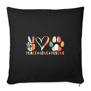 Animal Rescue Gift Peace Love Rescue - Sofa pillowcase 17,3'' x 17,3'' (45 x 45 cm) - black - Front