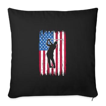 Golf Zitat Retro Amerikanische Flagge Golf - Sofakissenbezug 45 x 45 cm - Schwarz - Vorne