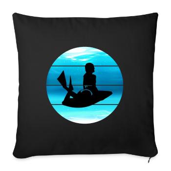 Bodyboarding Bodyboarder Surfing Sea Water Sport - Sofa pillowcase 17,3'' x 17,3'' (45 x 45 cm) - black - Front