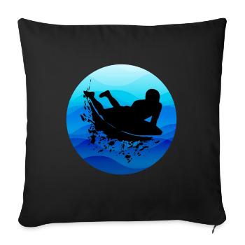 Bodyboard Bodyboarder Surf Sea Water Sport - Housse de coussin décorative 45 x 45 cm - noir - Devant