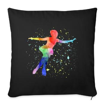 Eiskunstlauf Eiskunstlauf Schlittschuh Schlittschuh Tanz Wintersport - Sofakissenbezug 45 x 45 cm - Schwarz - Vorne