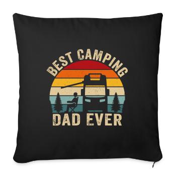 best camping dad ever t-shirt camping papa - Housse de coussin décorative 45 x 45 cm - noir - Devant