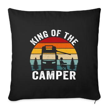 King of the camper funny camper t-shirt camping - Sofa pillowcase 17,3'' x 17,3'' (45 x 45 cm) - black - Front