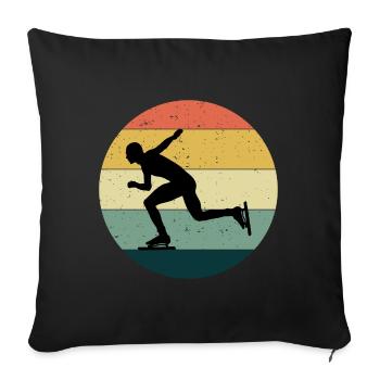Patinage de vitesse Patineur sur glace Skate Vintage Retro - Housse de coussin décorative 45 x 45 cm - noir - Devant