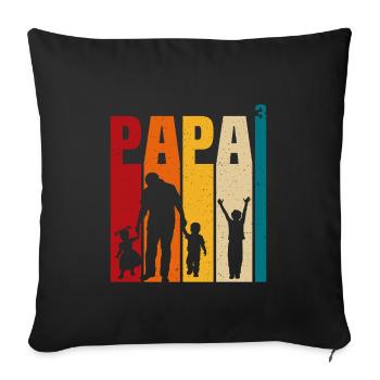 Papa 3 Kinder stolzer Vater 3 Kinder dreifacher Vater - Sofakissenbezug 45 x 45 cm - Schwarz - Vorne