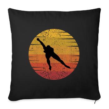 Patinage de vitesse Patineur sur glace Skate Race Vintage Retro - Housse de coussin décorative 45 x 45 cm - noir - Devant