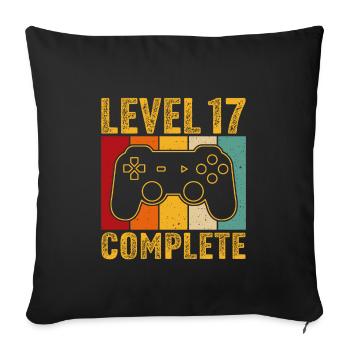 17th birthday - 17 years Gamer Level 17 complete - Sofa pillowcase 17,3'' x 17,3'' (45 x 45 cm) - black - Front