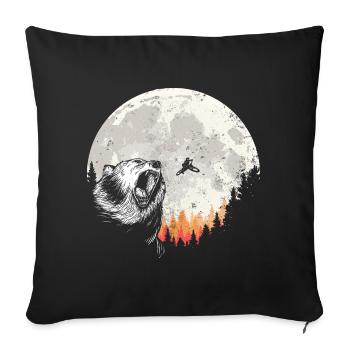 Bear Roar Under Moon Forest - Sofa pillowcase 17,3'' x 17,3'' (45 x 45 cm) - black - Front