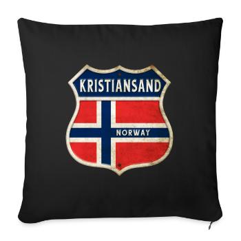 Kristiansand Norvège Armoiries Drapeaux Design - Housse de coussin décorative 45 x 45 cm - noir - Devant
