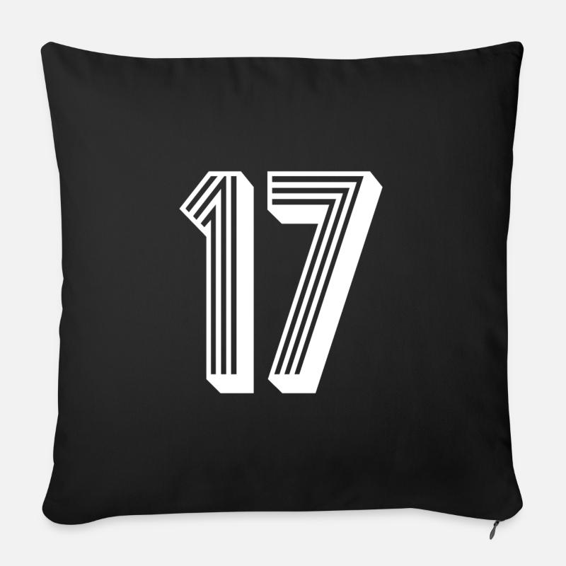 17 ans numéro maillot 17 T-shirt 17 - Housse de coussin décorative 45 x 45 cm - noir