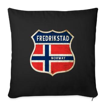 Fredrikstad Norwegen Wappen Flaggen Design - Sofakissenbezug 45 x 45 cm - Schwarz - Vorne