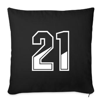 21 ans maillot numéro 21 T-shirt numéro 21 - Housse de coussin décorative 45 x 45 cm - noir - Devant