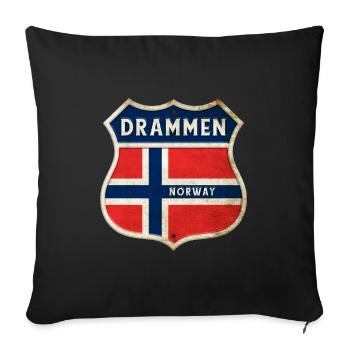 Drammen Norway Coat of Arms Flags Design - Sofa pillowcase 17,3'' x 17,3'' (45 x 45 cm) - black - Front