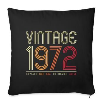 Vintage 1972 Retro Year Graphic - Sofa pillowcase 17,3'' x 17,3'' (45 x 45 cm) - black - Front