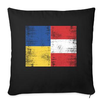 Ukraine - Austria - Sofa pillowcase 17,3'' x 17,3'' (45 x 45 cm) - black - Front