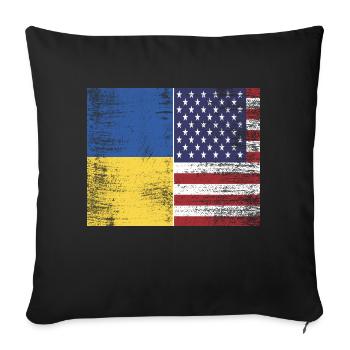 Ukraine - USA - Sofa pillowcase 17,3'' x 17,3'' (45 x 45 cm) - black - Front