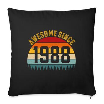 Awesome since 1988 retro t-shirt 1988 - Sofa pillowcase 17,3'' x 17,3'' (45 x 45 cm) - black - Front