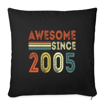 Awesome since 2005 retro t-shirt 2005 - Sofa pillowcase 17,3'' x 17,3'' (45 x 45 cm) - black - Front
