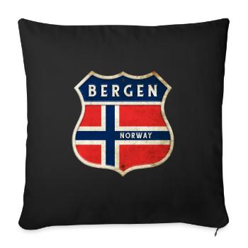 Bergen Norway Coat of Arms Flags Design - Sofa pillowcase 17,3'' x 17,3'' (45 x 45 cm) - black - Front