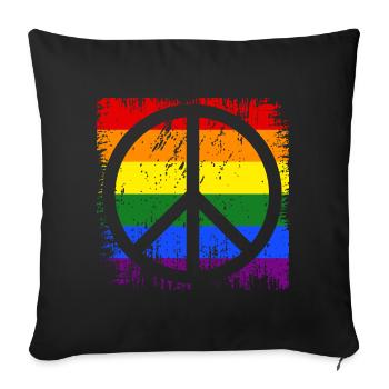 Signe de paix Arc-en-ciel - Housse de coussin décorative 45 x 45 cm - noir - Devant