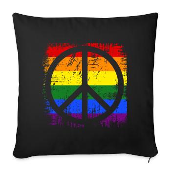 Signe de paix Arc-en-ciel - Housse de coussin décorative 45 x 45 cm - noir - Devant