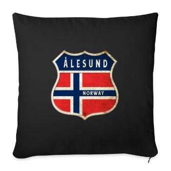 Ålesund Norway Coat of Arms Flags Design - Sofa pillowcase 17,3'' x 17,3'' (45 x 45 cm) - black - Front