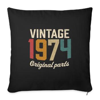 Vintage 1974 pièces originales t-shirt rétro 1974 - Housse de coussin décorative 45 x 45 cm - noir - Devant