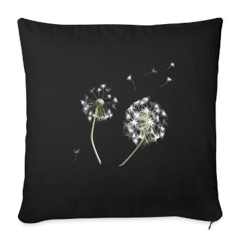 Silhouette de pissenlit blanc - Housse de coussin décorative 45 x 45 cm - noir - Devant