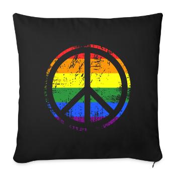 Signe de paix Arc-en-ciel - Housse de coussin décorative 45 x 45 cm - noir - Devant