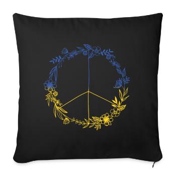 PEACE UKRAINE - Floral Edition - Symbol - Sofa pillowcase 17,3'' x 17,3'' (45 x 45 cm) - black - Front