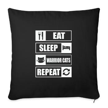 Cat Quote Eat Sleep Cat Warrior Repeat - Sofa pillowcase 17,3'' x 17,3'' (45 x 45 cm) - black - Front