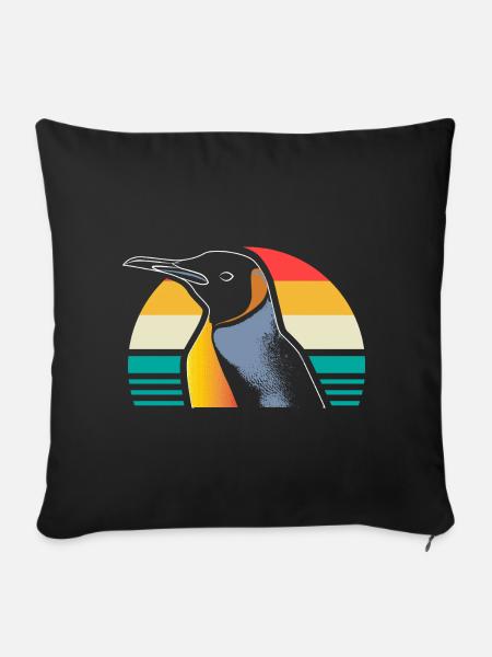 Pinguin Südpol Seevogel - Sofakissenbezug 45 x 45 cm - Schwarz