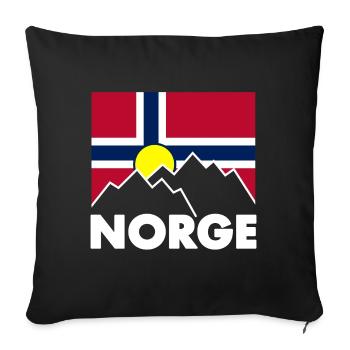 Norway flag with mountains - Sofa pillowcase 17,3'' x 17,3'' (45 x 45 cm) - black - Front
