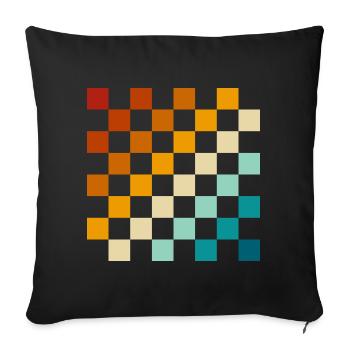 Échiquier rétro - Housse de coussin décorative 45 x 45 cm - noir - Devant