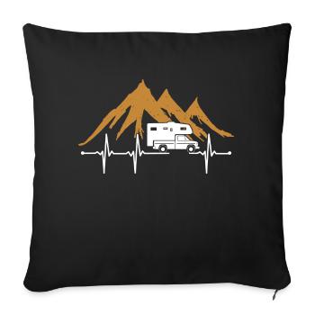 Pickup mit Wohnkabine Herzschlag Absetzkabine - Sofakissenbezug 45 x 45 cm - Schwarz - Vorne