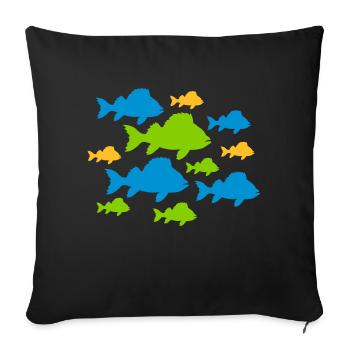 Bunte Fische Muster - Sofakissenbezug 45 x 45 cm - Schwarz - Vorne
