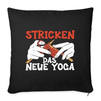 Knitting Yarn Wool Stash Crochet - Sofa pillowcase 17,3'' x 17,3'' (45 x 45 cm) - black - Front