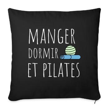 manger dormir pilates - Housse de coussin décorative 45 x 45 cm - noir - Devant