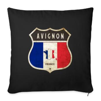 Avignon France Armoiries Drapeaux Design - Housse de coussin décorative 45 x 45 cm - noir - Devant