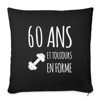 Anniversaire 60 ans musculation sport - Housse de coussin décorative 45 x 45 cm - noir - Devant