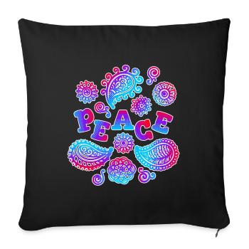 Peace Slogan Mouvement pour la paix Peace Love - Housse de coussin décorative 45 x 45 cm - noir - Devant