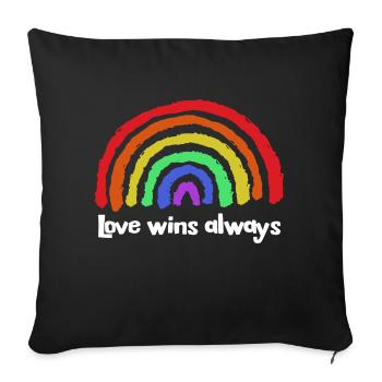 Déclaration d’amour Paix Arc-en-ciel Liberté - Housse de coussin décorative 45 x 45 cm - noir - Devant