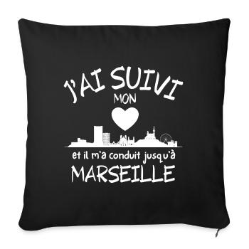 Marseille, Marseille humour Marseillais - Housse de coussin décorative 45 x 45 cm - noir - Devant