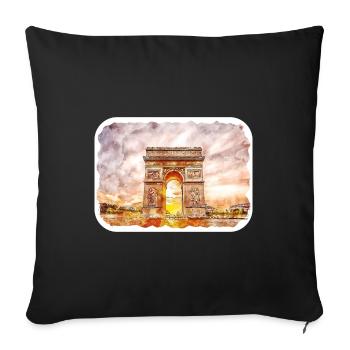 Paris France Watercolor Sketch Drawn Illustration - Sofa pillowcase 17,3'' x 17,3'' (45 x 45 cm) - black - Front