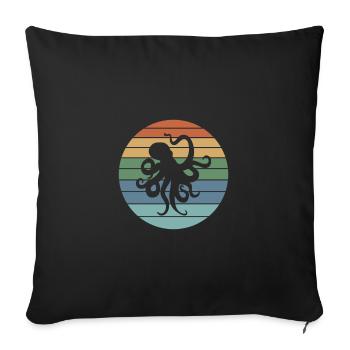 Octopus Retro - Sofakissenbezug 45 x 45 cm - Schwarz - Vorne