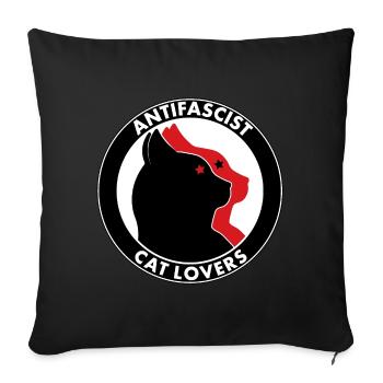 Amoureux des chats antifascistes - Housse de coussin décorative 45 x 45 cm - noir - Devant