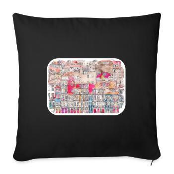 Porto Portugal Watercolor Sketch Drawn Illustratio - Sofa pillowcase 17,3'' x 17,3'' (45 x 45 cm) - black - Front